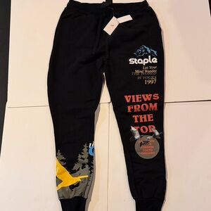 Staple Pigeon views from the top  Black Graphic Sweatpants